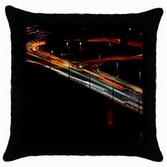 Highway Night Lighthouse Car Fast Throw Pillow Case (black) by Amaryn4rt