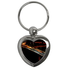 Highway Night Lighthouse Car Fast Key Chains (heart)  by Amaryn4rt