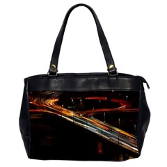 Highway Night Lighthouse Car Fast Office Handbags (2 Sides)  by Amaryn4rt