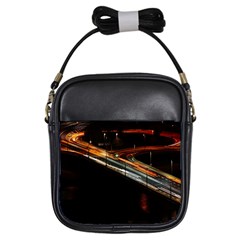 Highway Night Lighthouse Car Fast Girls Sling Bags by Amaryn4rt