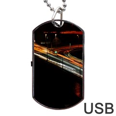 Highway Night Lighthouse Car Fast Dog Tag Usb Flash (one Side) by Amaryn4rt