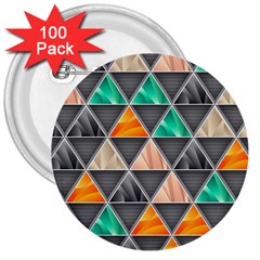 Abstract Geometric Triangle Shape 3  Buttons (100 Pack) 