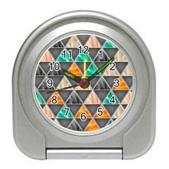 Abstract Geometric Triangle Shape Travel Alarm Clocks by Amaryn4rt