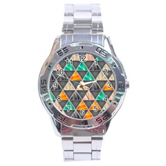 Abstract Geometric Triangle Shape Stainless Steel Analogue Watch by Amaryn4rt