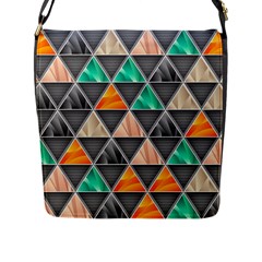 Abstract Geometric Triangle Shape Flap Messenger Bag (l) 