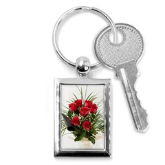 Red Roses Roses Red Flower Love Key Chains (rectangle)  by Amaryn4rt