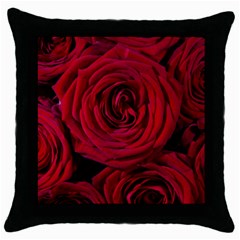 Roses Flowers Red Forest Bloom Throw Pillow Case (black) by Amaryn4rt