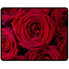 Roses Flowers Red Forest Bloom Fleece Blanket (medium)  by Amaryn4rt