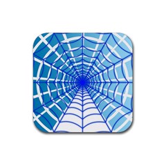 Cobweb Network Points Lines Rubber Coaster (square)  by Amaryn4rt