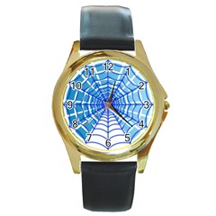 Cobweb Network Points Lines Round Gold Metal Watch by Amaryn4rt