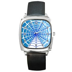 Cobweb Network Points Lines Square Metal Watch by Amaryn4rt