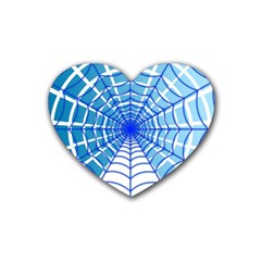 Cobweb Network Points Lines Rubber Coaster (heart)  by Amaryn4rt