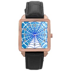 Cobweb Network Points Lines Rose Gold Leather Watch  by Amaryn4rt