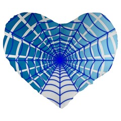 Cobweb Network Points Lines Large 19  Premium Flano Heart Shape Cushions by Amaryn4rt