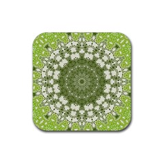 Mandala Center Strength Motivation Rubber Coaster (square)  by Amaryn4rt