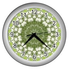 Mandala Center Strength Motivation Wall Clocks (silver)  by Amaryn4rt