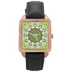 Mandala Center Strength Motivation Rose Gold Leather Watch  by Amaryn4rt