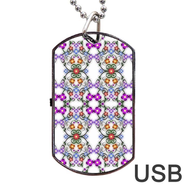 Floral Ornament Baby Girl Design Dog Tag USB Flash (One Side)