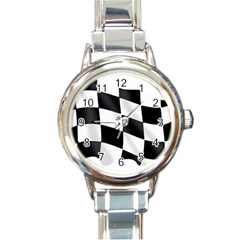 Flag Chess Corse Race Auto Road Round Italian Charm Watch