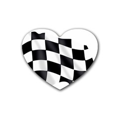 Flag Chess Corse Race Auto Road Rubber Coaster (heart)  by Amaryn4rt