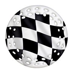 Flag Chess Corse Race Auto Road Ornament (round Filigree) by Amaryn4rt