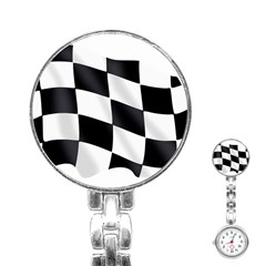 Flag Chess Corse Race Auto Road Stainless Steel Nurses Watch by Amaryn4rt