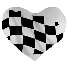 Flag Chess Corse Race Auto Road Large 19  Premium Flano Heart Shape Cushions by Amaryn4rt