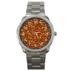 Pattern Background Ethnic Tribal Sport Metal Watch by Amaryn4rt