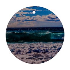 Wave Foam Spray Sea Water Nature Ornament (round) by Amaryn4rt