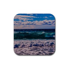 Wave Foam Spray Sea Water Nature Rubber Coaster (square)  by Amaryn4rt