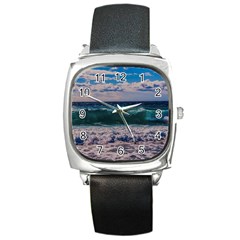 Wave Foam Spray Sea Water Nature Square Metal Watch