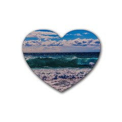 Wave Foam Spray Sea Water Nature Heart Coaster (4 Pack)  by Amaryn4rt