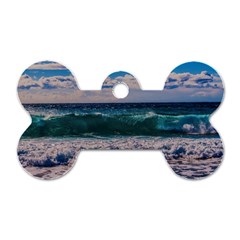 Wave Foam Spray Sea Water Nature Dog Tag Bone (one Side)