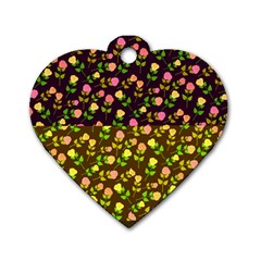 Flowers Roses Floral Flowery Dog Tag Heart (two Sides) by Amaryn4rt