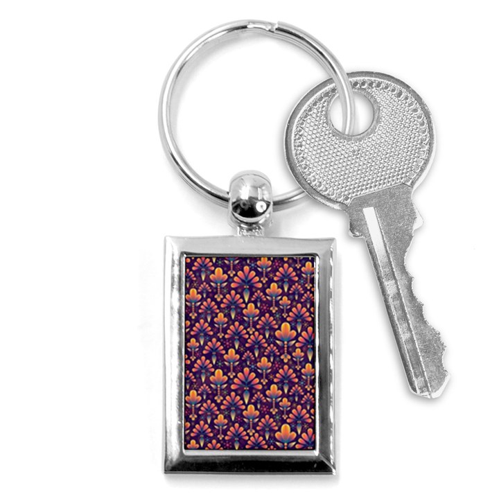 Abstract Background Floral Pattern Key Chains (Rectangle) 