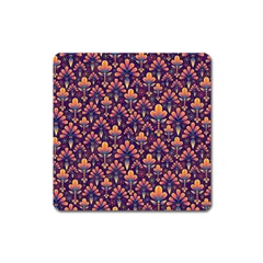 Abstract Background Floral Pattern Square Magnet by Amaryn4rt