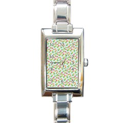 Flowers Roses Floral Flowery Rectangle Italian Charm Watch