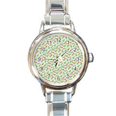 Flowers Roses Floral Flowery Round Italian Charm Watch