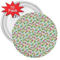 Flowers Roses Floral Flowery 3  Buttons (10 pack) 