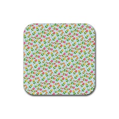 Flowers Roses Floral Flowery Rubber Coaster (Square) 