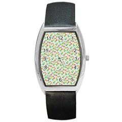 Flowers Roses Floral Flowery Barrel Style Metal Watch