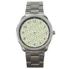 Flowers Roses Floral Flowery Sport Metal Watch