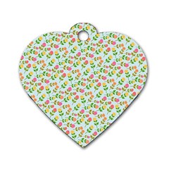 Flowers Roses Floral Flowery Dog Tag Heart (Two Sides)