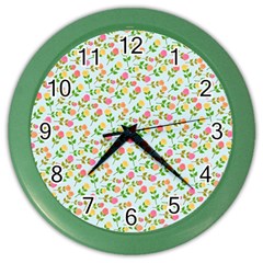 Flowers Roses Floral Flowery Color Wall Clocks