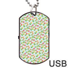 Flowers Roses Floral Flowery Dog Tag USB Flash (Two Sides)