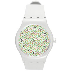 Flowers Roses Floral Flowery Round Plastic Sport Watch (M)