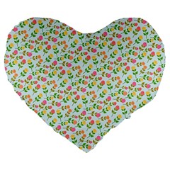 Flowers Roses Floral Flowery Large 19  Premium Heart Shape Cushions