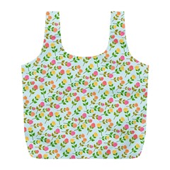 Flowers Roses Floral Flowery Full Print Recycle Bags (L) 