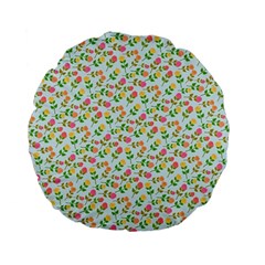 Flowers Roses Floral Flowery Standard 15  Premium Flano Round Cushions