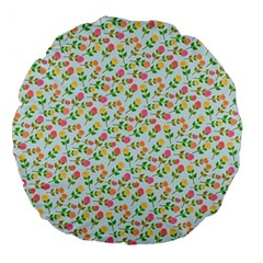 Flowers Roses Floral Flowery Large 18  Premium Flano Round Cushions